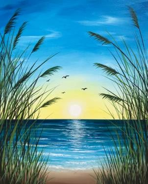 Sunrise Painting, Paint Nite, Paint Night, Paint And Sip, Sunset Painting, Beach Painting, Paint Party, Diy Canvas Art, Beach Art