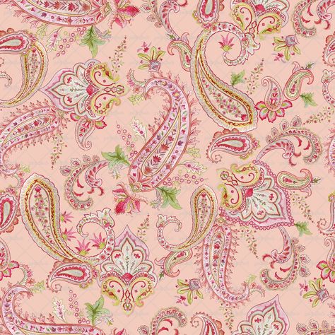 Pink Paisley Wallpaper, Paisley Watercolor, Kalamkari Fabric, Paisley Wallpaper, Paisley Art, Indian Prints, Elegant Colors, Unique Paintings, Pink Paisley