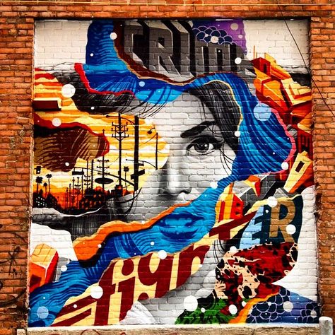 Tristan Eaton "Crime Fighter" New Mural - Detroit, Michigan | Street Art News Tristan Eaton, 3d Street Art, Amazing Street Art, Graffiti Designs, Murals Street Art, Detroit Michigan, Street Art Graffiti, Street Artists, Mural Art