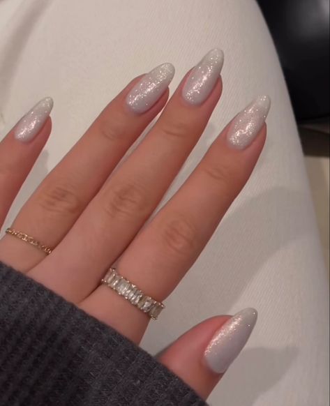 pearly whites White Shiny Nails, Pearly White Nails, White Sparkly Nails, Pearly Nails, Opal Nails, Shiny Nails, Sparkly Nails, Homecoming Nails, Nails Inspo