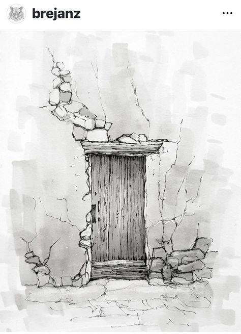 Simple Face Drawing, Building Sketch, Instagram Creator, Old Door, Pencil Art Drawings, Quilling Designs, Urban Sketching, Marker Art, A4 Paper