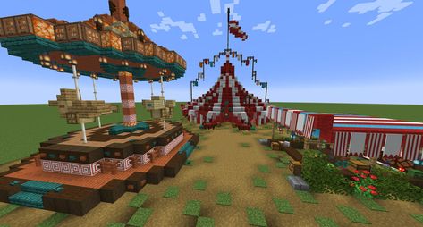 Minecraft Clown Build, Circus Tent Minecraft, Minecraft Ticket Booth, Carnival Minecraft, Minecraft Carousel, Minecraft Circus Tent, Circus Minecraft, Tent Minecraft, Minecraft Carnival Builds