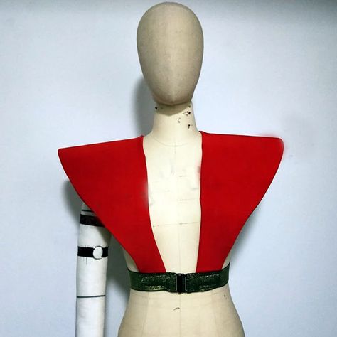 Red Black Exaggerated Shoulder Vest For Men Women Shoulder Pads Bar Nightclub Dj Ds Wear Stage Performance Accessories XS3692| | - AliExpress Big Shoulder Pads Fashion, Cyberpunk Shoulder Pad, How To Make Shoulder Pads For Costume, Cape With Shoulder Pads, Dramatic Shoulder Pads, Diy Shoulder Pads, Shoulder Pads Fashion, Jazz Outfit, Shoulder Accessories