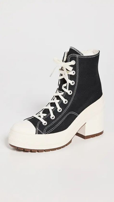 Converse | Shopbop Chuck 70 De Luxe Heel, Converse Heels, Tenis Converse, Heel Sneakers, Black High Top Sneakers, Converse Chuck 70, Platform Block Heels, Fabric Canvas, Trainer Heels