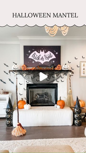 Kelsi Savage on Instagram: "👻 Halloween Mantel 👻⁣⁣ ⁣⁣ Sharing our Halloween mantel decor from last year! This was one of my favorites! We are starting to add some more Halloween decorations around the house and I am loving it!🎃⁣⁣  .⁣⁣ .⁣⁣ .⁣⁣ .⁣⁣ #halloween #halloweendecor #halloweendecorations #halloweendecoration #spookyseason #spookyszn #halloweeneveryday #halloweenishere" Halloween Mantel Decor, Halloween Mantel, Halloween Everyday, Mantel Decor, I Am Loving, Fireplace Decor, My Favorites, Trick Or Treat, Halloween Party