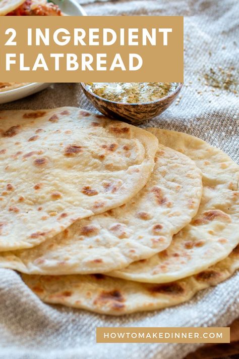 I'm not going to claim that I have the best 2-ingredient flatbread recipe out there. The fact is, you can make lots of great flatbreads with 2 ingredients. I'm breaking down 4 different versions of 2 Ingredient Flatbread and the benefits of each version. #flatbread Flatbread No Yeast, Yogurt Flatbread, Flatbread Pizzas, Easy Flatbread Recipes, Yeast Free Breads, Easy Flatbread, Pita Bread Recipe, Homemade Flatbread, No Yeast Bread