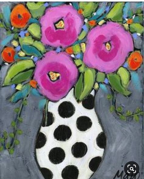 Flower Vase Drawing, Vase Home Decor, Acrylic Painting Flowers, Flowers Vase, Trendy Flowers, Diy Vase, Acrylic Flowers, Acrylic Painting On Canvas, Flower Art Painting