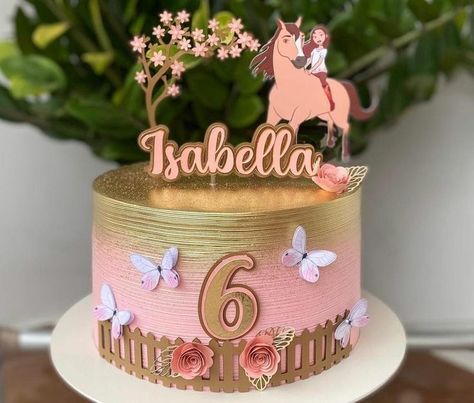 Pink Horse Birthday Cake, Spirit Themed Birthday Cake, Girls Horse Birthday Cake, Spirit Cake Ideas, Horse Cake Ideas For Girls Birthdays, Spirit Cakes Horse, Spirit Riding Free Birthday Cake, Spirit Horse Cake, Spirit Birthday Cake