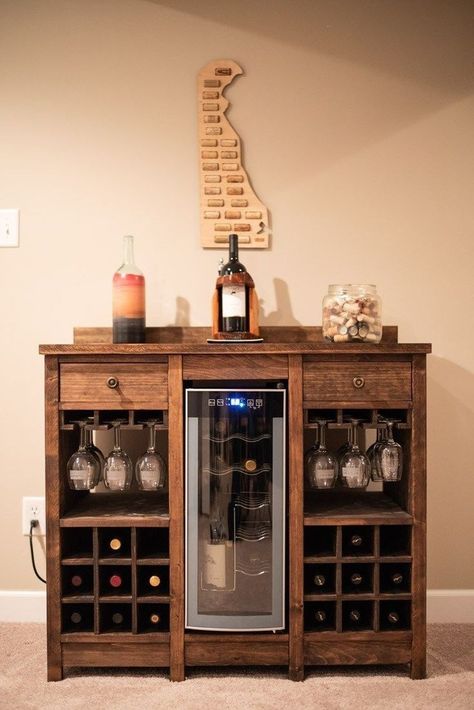 Cabinet With Wine Fridge, Wine Cabinet Diy, Wine Cooler Cabinet, Wine Fridge Cabinet, Wine Glass Shelf, Wine Shelves, Wine Refrigerator, Wine Holder, Diy Cabinets