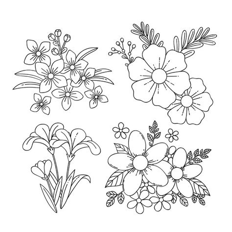 Hand-drawn spring flowers collection | Free Vector #Freepik #freevector #floral #flower #design #hand Doodle Art Flowers, Flower Drawing Tutorials, Pola Bordir, Floral Doodle, Flower Drawing Design, Flower Sketches, Floral Drawing, Pola Sulam, Hand Drawn Flowers