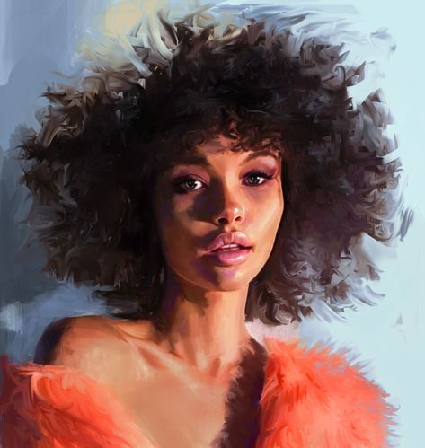 Afrocentric Art, Soyut Sanat Tabloları, Oil Portrait, Oil Painting Portrait, Afro Art, Black Women Art, Art Anime, Digital Portrait, Hair Art