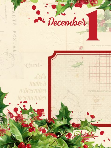 December Daily Printables, December Hello, Free Digital Scrapbooking Kits, Christmas Scrapbook Paper, Christmas Scrapbook Layouts, 1 December, Digital Scrapbooking Ideas, Hello December, Christmas Journal