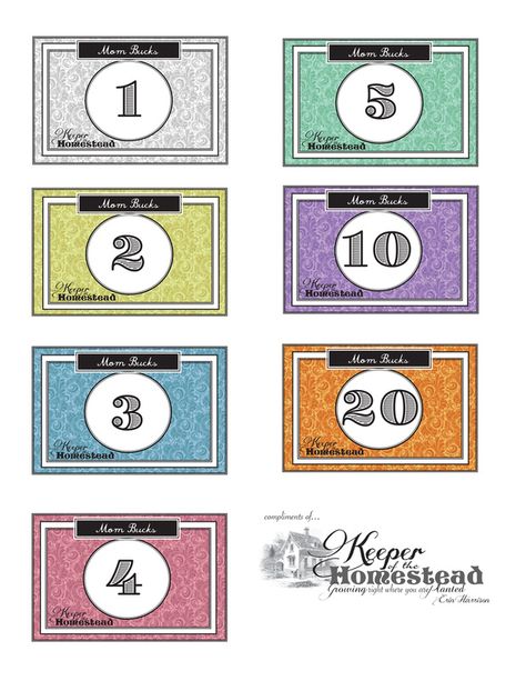 The Mom Bucks Miracle - Keeper of the Homestead Mom Bucks, Good Work Ethic, Monopoly Money, Kids Rewards, Play Money, Chore Chart Kids, Behaviour Chart, Reward System, Reward Chart