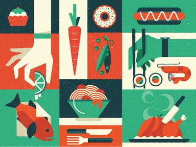 Red Green Illustration, Flat Food Illustration, Food Graphic Illustration, Food Flat Illustration, Two Color Illustration, Abstract Food Illustration, Food Illustration Art Graphics, Illustration Food Art, Dribbble Illustration