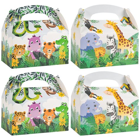 PRICES MAY VARY. 【Woodland Animals Favor Boxes】The animals party favor box with handles is wild safari animals design printing, the set has two different designs, looks premium and good matching your party. It makes more fun and happy 【Easily Assemble】The animal treat box is updated to glued the bottom, that will help to contain heavier stuff and much easiler to assemble than the other box 【Wide Range of Occasion】The safari animal favor boxes are perfect size for small gifts for kids like candie Zoo Birthday Party Ideas, Safari Birthday Party Favors, Zoo Birthday Party, Animal Party Favors, Animals Party, Zoo Birthday, Wild Safari, Safari Birthday Party, Animals Design