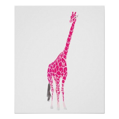 Giraffe Bedroom, Long Poster, Giraffe Craft, Safari Classroom, Modern Posters, Giraffe Decor, Giraffe Painting, Pink Giraffe, Giraffe Art