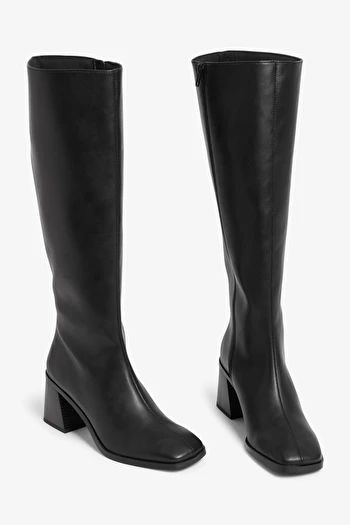 Black Knee Boots, Black High Boots, Dr Shoes, Knee Highs, Black Knee High Boots, Faux Leather Boots, Boots Knee, Aesthetic Shoes, Black Knees