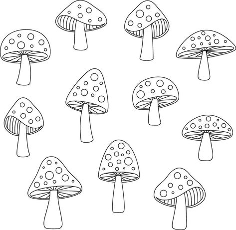 Drawn Mushrooms, String Art Patterns Templates, Drawing Outlines, Crystal Drawing, Mushroom Tattoos, Mushroom Drawing, Doodle Images, Felt Patterns, Drawing Templates