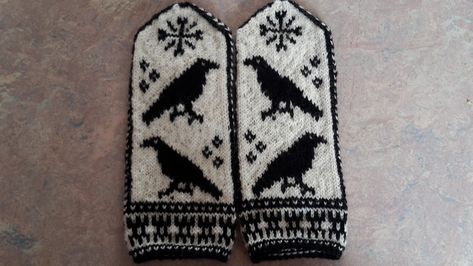 Odins Ravens, Knitting Colorwork, Stranded Knitting Patterns, Odin's Ravens, Musk Ox, Stranded Knitting, Knit Projects, Viking Designs, Mittens Pattern