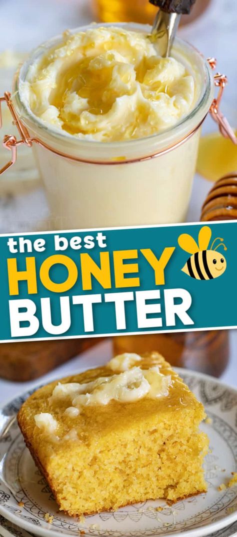 Homemade Honey Butter Recipe, Easy Honey Butter, Homemade Honey Butter, Cornbread Biscuits, Flavored Butter Recipes, Honey Butter Recipe, Butter Recipes Homemade, Mom On Timeout, Flavored Butters