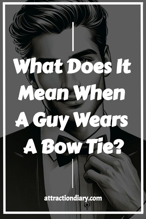 Man adjusting a bow tie with text asking, "What Does It Mean When A Guy Wears A Bow Tie?" Bow Tie Men's Outfit, Tie Drawing, Black Bow Tie, Life Partner, Red Carpets, Black Tie Gala, Professional Wear, Tie Men's, Personal Statement