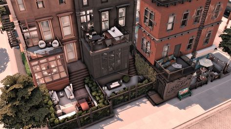 New York Inspired Street | Apartments + More | Patreon San Myshuno, Family Apartment, Penthouse Apartment, Industrial Loft, Build Something, New York Street, Big Family, Modern Apartment, Penthouse