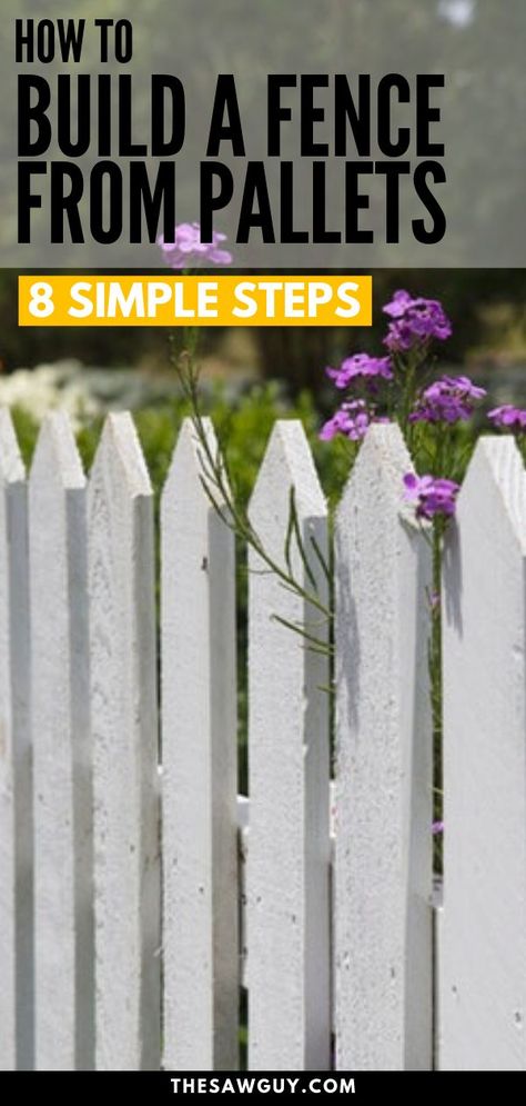 Pallet Board Fence, Diy Picket Fence, Pallet Fence Diy, Build Fence, Curb Appeal Easy, Upcycled Pallets, Build A Fence, Wood Picket Fence, Diy Curb Appeal