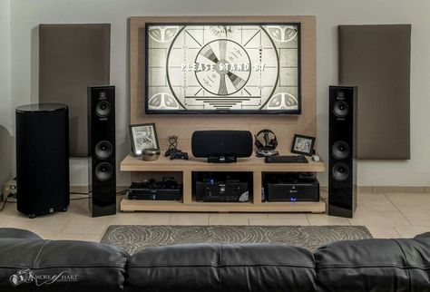 Panasonic,Marantz,Martin Logan & SVS home theatre Media Corner, Centro Tv, Audiophile Listening Room, Bedroom Design Styles, Media Consoles, Audio Rack, Home Cinema Room, House Organisation, Home Theater Setup