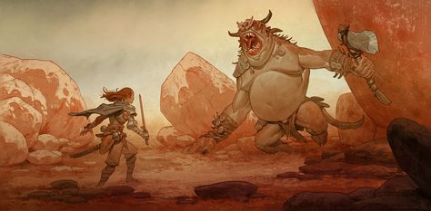 Ogre Battle, Tim Mcburnie on ArtStation at https://www.artstation.com/artwork/L2AL65 Tim Mcburnie, Ogre Battle, Hobbit Book, Animal Sleeve, Drawing Set, Sleeve Tattoo, The Desert, Character Concept, To Color