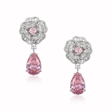 Pink Diamond Earrings, Crystal Falls, Dope Jewelry, Classy Jewelry, Jewelry Lookbook, Fancy Jewelry, Earring Sale, Pink Earrings, Crystal Drop