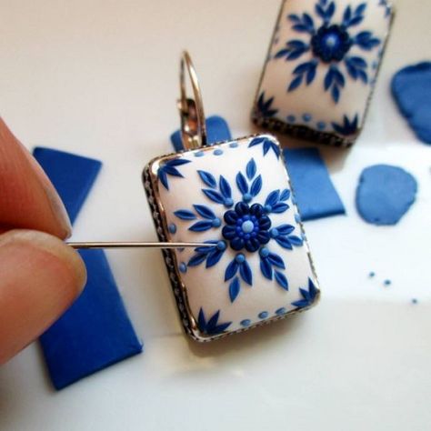 Polymer Clay Embroidery, Jewelry Polymer Clay, Fimo Polymer Clay, Polymer Clay Jewelry Tutorials, Polymer Clay Jewelry Diy, Polymer Jewelry, Clay Jewelry Diy, Polymer Clay Flowers, Polymer Clay Projects