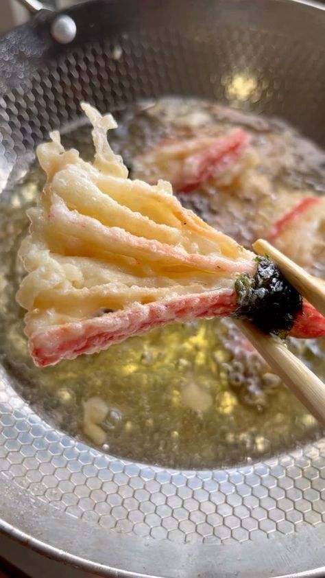 Diths Delight on Reels Crab Sticks Recipe, Crab Sticks, Tempura Batter, Crab Stick, Street Foods, All Purpose Flour, Tempura, Ice Cubes, 1 Egg