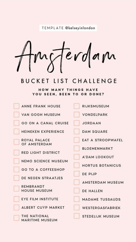 Bucket List Challenge, Amsterdam Bucket List, Things To Do In Amsterdam, To Do In Amsterdam, List Challenges, Netherlands Travel, Amsterdam Travel, Voyage Europe, Travel Checklist