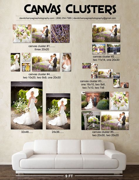 How To Display Canvas Pictures, Canvas Picture Wall Ideas Bedrooms, Canvas Layout On Wall, Family Canvas Ideas Picture Walls, Canvas Prints On Wall Layout, Wedding Canvas Ideas, Canvas Picture Wall Ideas, Canvas Wall Collage, Wedding Picture Walls