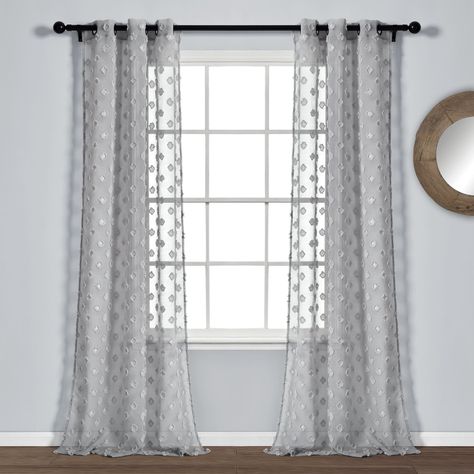 Lush Decor Textured Dot Grommet Sheer Window Curtain Panels Blush 38x84 Set - Walmart.com - Walmart.com Window Treatments Sheer, Curtain Styles, Grommet Panels, Lush Decor, Bob's Discount Furniture, Sheer Curtain Panels, Grey Panels, Grey Curtains, Colorful Curtains