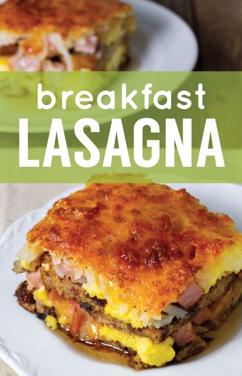 Breakfast Lasagna, Ham Cheese, Smoked Ham, God Mat, Hash Browns, Breakfast Recipes Casserole, Breakfast Items, Breakfast Brunch Recipes, Breakfast For Dinner