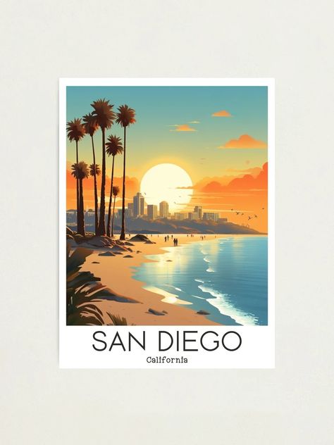 "A Vintage Travel Illustration of San Diego - California" Photographic Print for Sale by GoodOldVintage | Redbubble San Diego Landscape, San Diego Mission, California Art, Travel Illustration, San Diego California, Vintage Magazine, Magazine Art, Vintage Travel, Art Boards