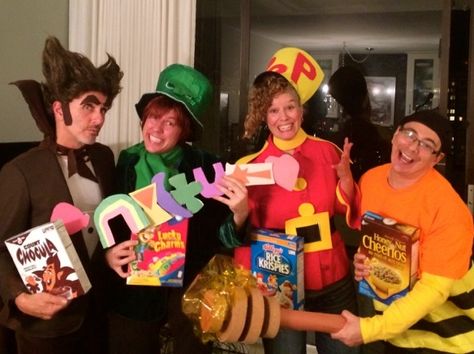 cereal box character halloween costume - trust in kim Cereal Family Costume, Cereal Box Characters Costumes, Cereal Costumes Halloween, Cereal Box Costume, Cereal Halloween Costumes Diy, Cereal Box Halloween Costumes, Lucky Charms Halloween Costume, Diy Cereal Costume, Cereal Mascot Costumes