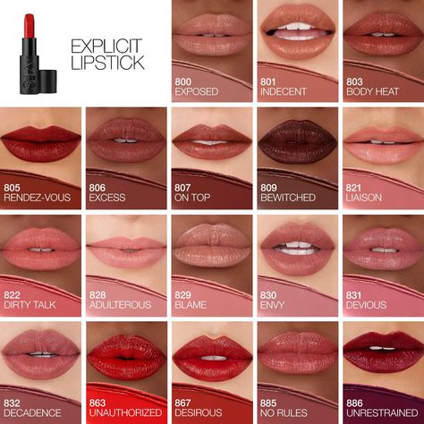 Nars Lip, Nars Lipstick, Satin Lipstick, Pink Out, Lipstick Swatches, Makeup Skin Care, Pure Color, Skin Makeup, Nars