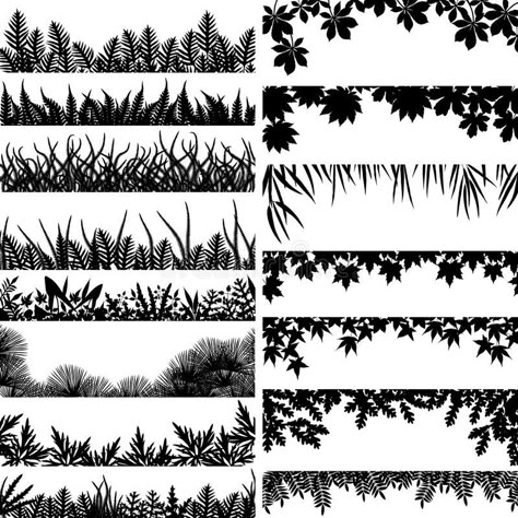 Flowers Silhouette, Flowers Border, Flower Borders, Vector Border, Leaf Silhouette, Fairy Jars, Plant Vector, Image Nature, White Plants