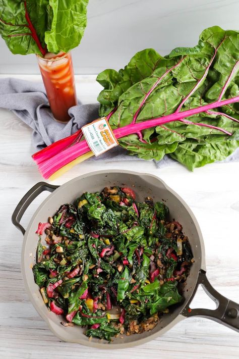 Swiss Chard And Mushrooms, Cooking Swiss Chard, Sauteed Swiss Chard, Thanksgiving Spread, Bacon Roll, Chard Recipes, Garlic Scapes, Beet Greens, Wholesome Recipes