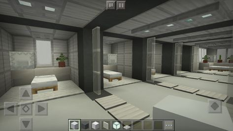 Minecraft Dormitory, Minecraft Hospital Ideas Interior, Minecraft Hospital Room, Minecraft Doctor Office, Minecraft Lab Ideas, Minecraft Torture Room, Minecraft Hospital Interior, Minecraft Hospital Ideas, Minecraft Space Station