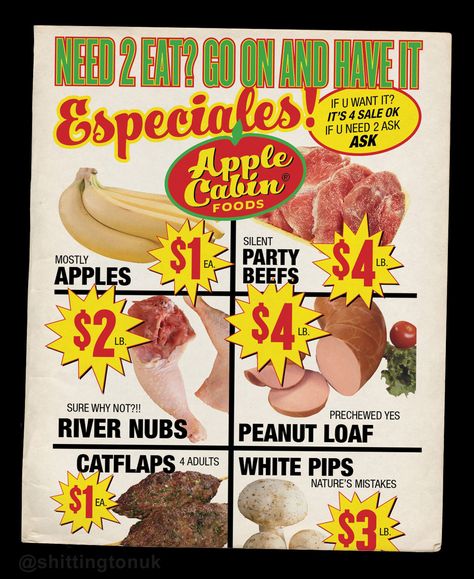 IT'S SALE TIME AT APPLE CABINS FOODS YEEHAW Cabin Food, Desain Buklet, Apple Recipes, A Sign, Design Reference, Graphic Design Posters, Graphic Poster, Graphic Design Inspiration, Design Inspo