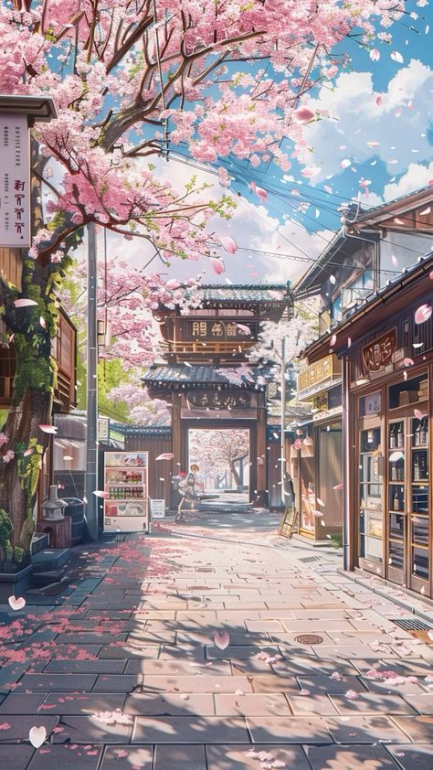 Sakura Tree Wallpaper, Telegram Aesthetic, Style Your Phone, Anime Places, Japan Landscape, Wallpapers Anime, Aesthetic Wallpaper Iphone, Paper Background Design, Sakura Tree