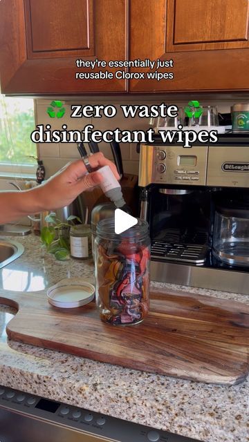 Brennan Kai on Instagram: "It’s officially been a year since I started making these DIY zero waste & non-toxic “Clorox” wipes 🧼🤍

Real deal Clorox wipes contain harsh chemicals & are a single-use product— they go straight to landfill after you toss them, & since they’re made of synthetic fibers, they will never truly break down. 

Choosing reusables is always the best way to go, but when it comes to bacteria, a standard eco cleaning spray just won’t cut it. Enter these DIY wipes!

All you need is a large upcycled jar, reusable cloths of any kind (these are from @zerowastestore) & some 70% concentration rubbing alcohol. Fun fact: the CDC recommends 70% because it takes a bit longer to evaporate, which leaves more time for the alcohol to kill any germs 🦠 

This is more cost-effective, too Diy Wipes, Diy Zero Waste, Diy Cleaning Wipes, Wipes Diy, Ocd Organization, Eco Cleaning, Clorox Wipes, Future Garden, Disinfecting Wipes