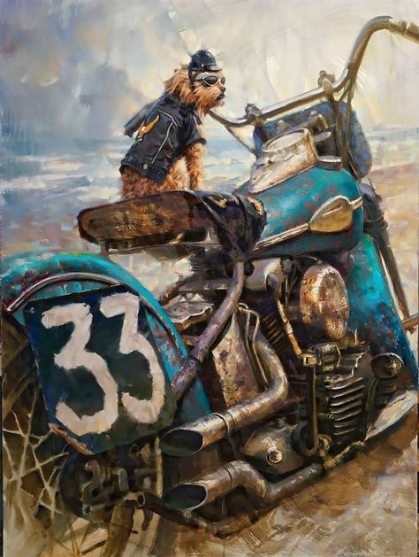 “Fuel For The Soul”: Outstanding Nostalgic Motorcycle Paintings Of David Uhl David Uhl, Harley Davidson Kunst, Art Harley Davidson, Art Moto, Motorcycle Art Painting, Мотоциклы Harley Davidson, Motorcycle Artwork, Motos Harley, Harley Davidson Art