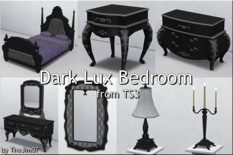 Mod The Sims - Dark Lux Bedroom Goth Sims 4 Cc Furniture, The Sims 4 Vampire Cc, Sims 4 Vampire Cc, Lux Bedroom, Sims 4 Vampire, Sims 4 Cc Goth, Luxe Bedroom, Cc Furniture, Sims 4 Bedroom