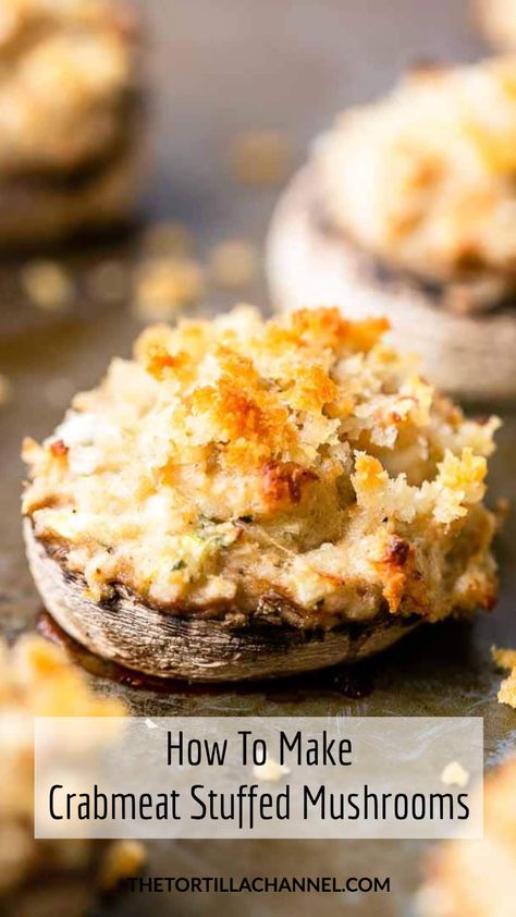 Meat Stuffed Mushrooms, Crabmeat Stuffed Mushrooms, Crab Appetizer, Mushroom Recipes Healthy, Mushroom Appetizers, Crab Stuffed Mushrooms, Crab Stuffed, Mushroom Dish, Stuffed Mushroom