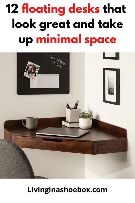 Minimalist Corner Desk, Corner Desk Ideas, Shelves For Small Spaces, Floating Computer Desk, Floating Corner Desk, Floating Desks, Floor Desk, Home Nails, Nails Home