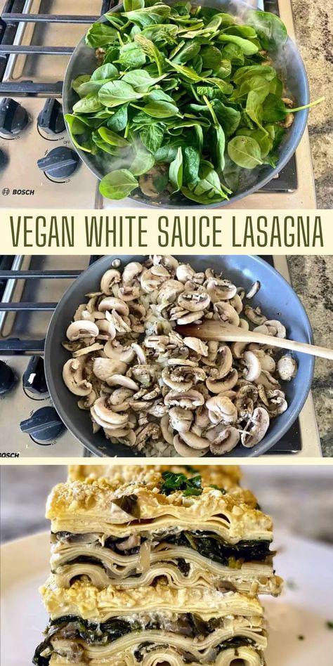 Vegan White Rice Recipes, Vegan White Lasagna Recipe, Dairy Free White Lasagna, Vegan White Lasagna, Vegan White Sauce, White Lasagna Recipe, Vegan Supper, White Sauce Lasagna, Vegetarian Casseroles